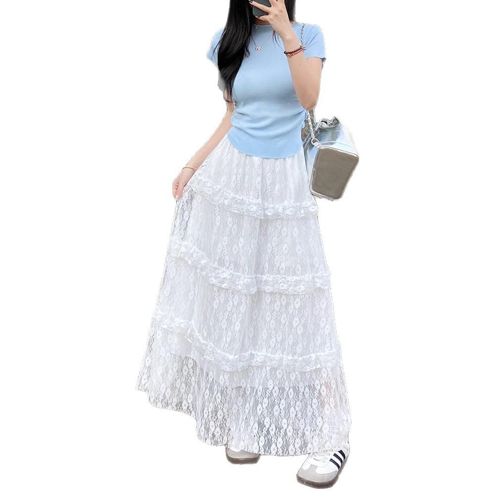 

Summer Thin New High Waist Thin A Word Skirt Small Cake Skirt S