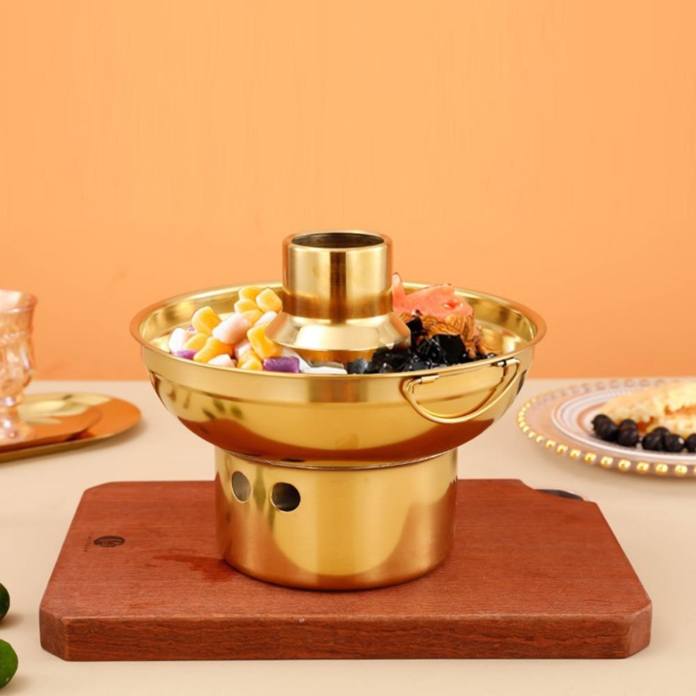 Multi-Purpose Dessert Display Hot Pot Gold Imitation Copper Hot Pot Dessert Display S