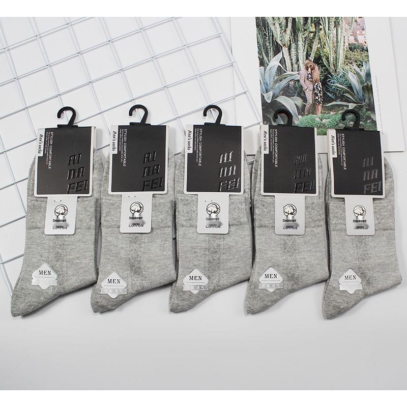 Chaussettes d'affaires en coton respirant pour hommes - Absorbantes la transpiration, déodorantes, antibactériennes, longueur mi-mollet pour le printemps et l'été