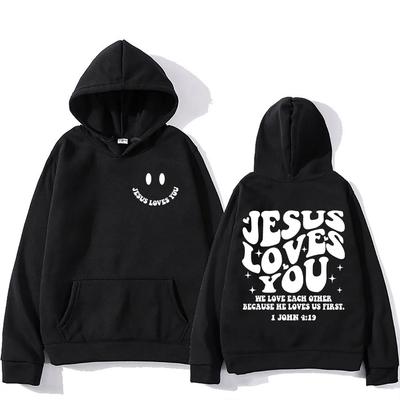 Jesus Loves You Hoodie Long Sleeve Gothic Comfortable Sweatshirts With Pocket Harajuku Soft Clothes Moletom Casual Pullovers