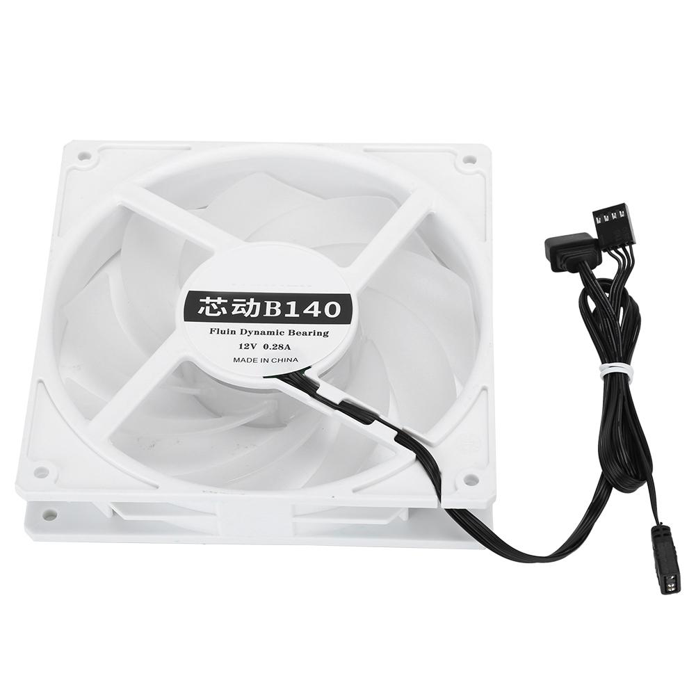14cm 2000RPM Cooling Fan Low Noise Cooler 4‑Pin PWM Header Interface for ARGB Desktop ComputerWhite