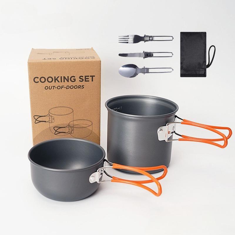 Outdoor Goods Camping Set Pot Set Portable 1-2 Person Picnic Stove Cooker Set