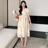 2026 Summer Korean Maternity Dress: Fresh Embroidered Flowers, Age-Reducing, Loose Fit, Belly-Covering Skirt