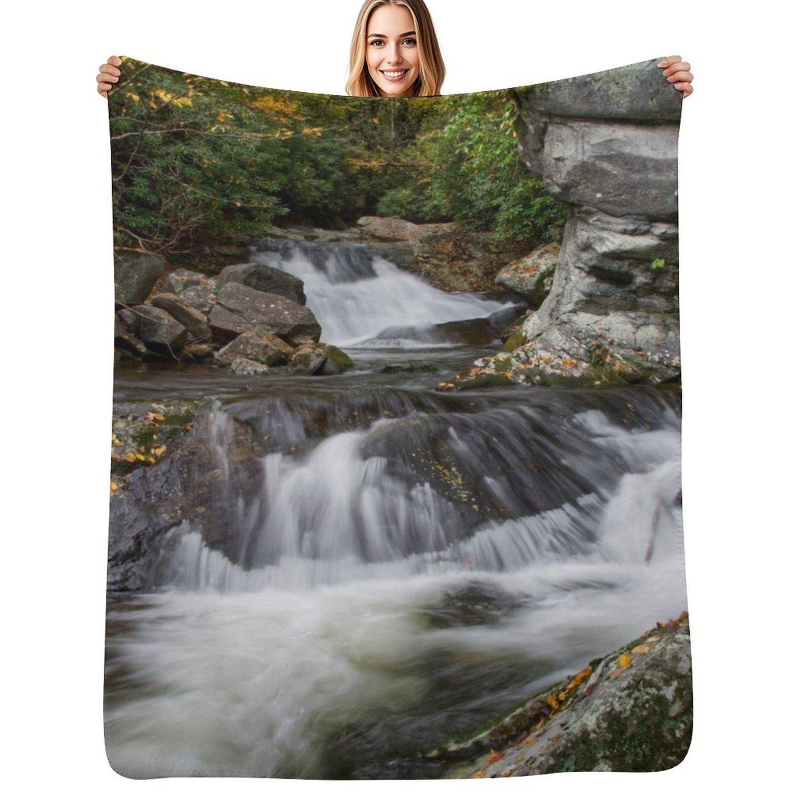 Upper Lynn Camp Falls 7 Throw Blanket Faux Fur Soft Warm Blanket for Bed Size: 75*100cm, Weight: 230 GSM