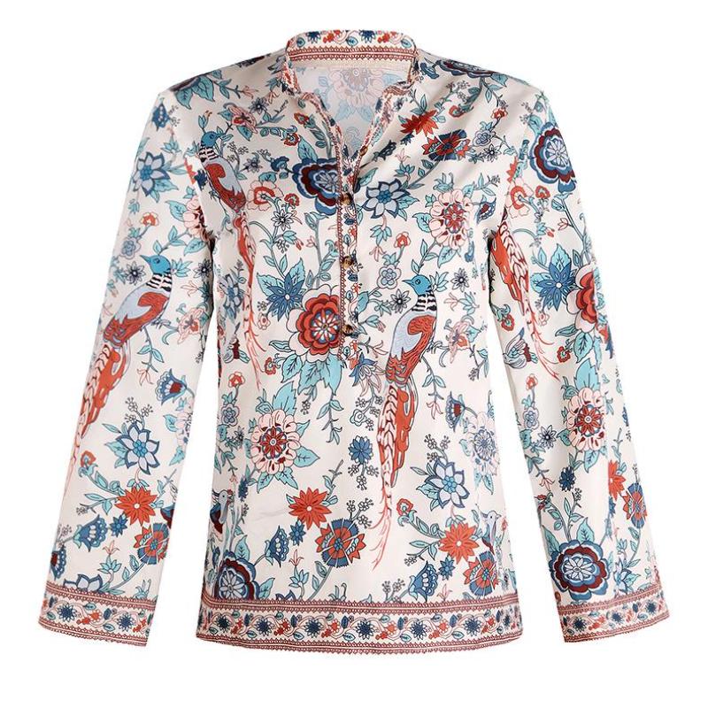 Autumn New Trendy Printed Loose Shirt - Bohemian Long Sleeve Button-Up with Bell Sleeves Button Shirt S-5XL