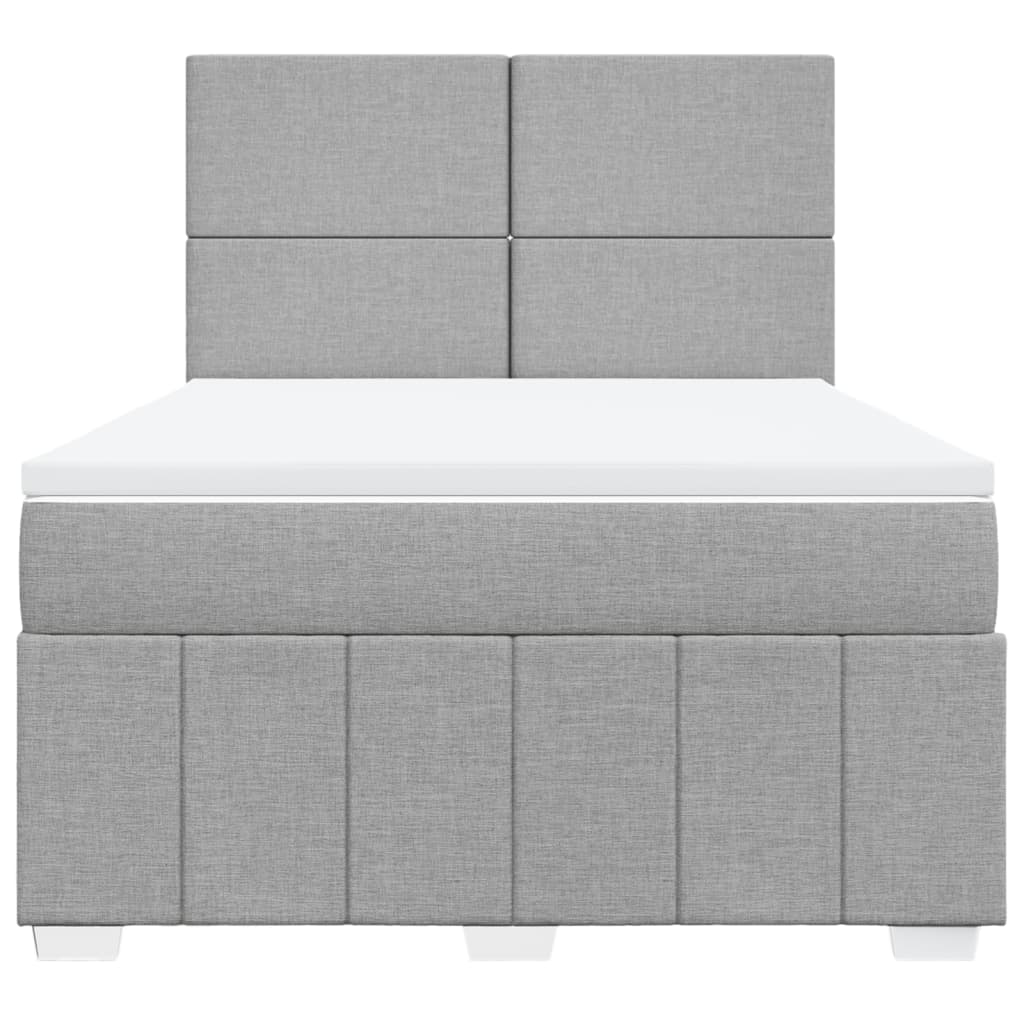 Box Spring Bed with Mattress Light Grey 140 x 190 cm Fabric