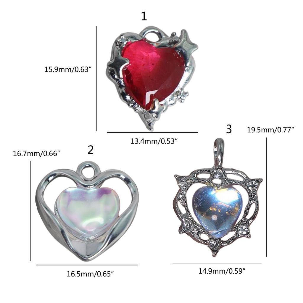 Crystal Heart-shaped Pendant Beads Rhinestone Love Heart Charm for DIY Keychain Necklace Earrings Accessories Crafts