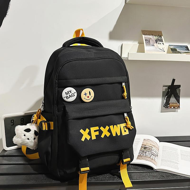 Korean ins style high appearance Harajuku trendy couple backpack junior high and high school students light and large capacity schoolbag girl