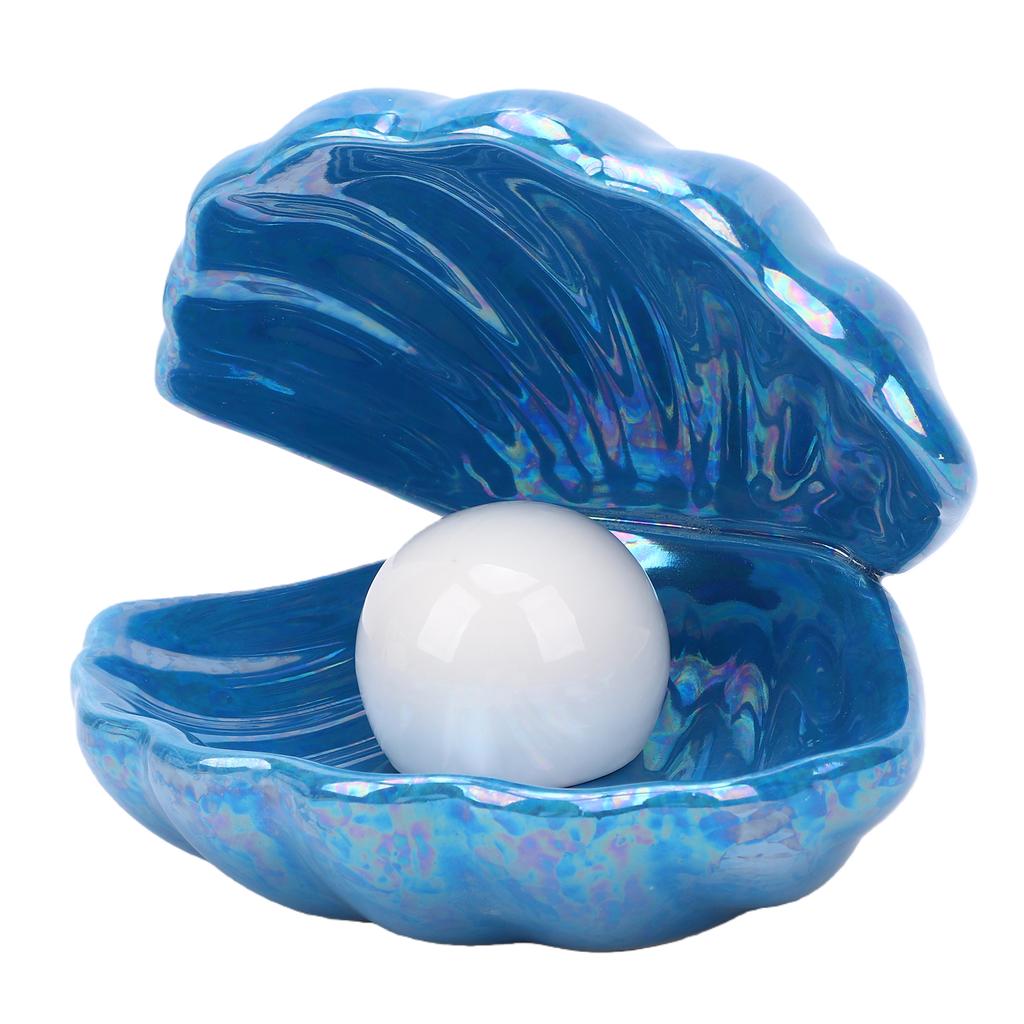Shell Lamp Ornament Decorative Ceramic Pearl Shell Night Light Bedside LED Shell Light for Bedroom Living Room Vintage
