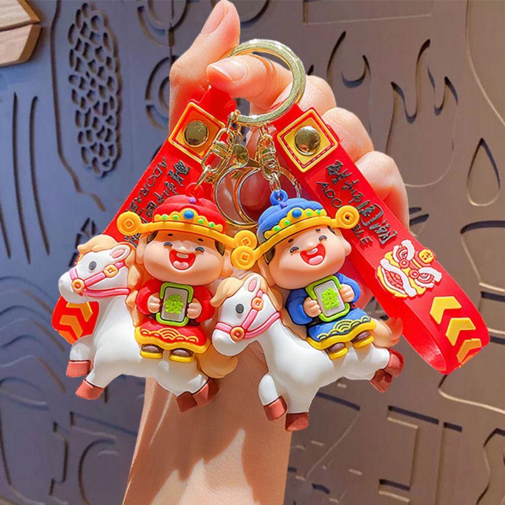 Chinese Style Cartoon Horse Bag Pendant Little God of Wealth New Year Keyring  Festive Decor