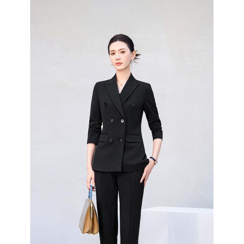 Women's High-End Double-Breasted Suit Set: New Spring/Autumn Style, Perfect for Professional and Formal Look