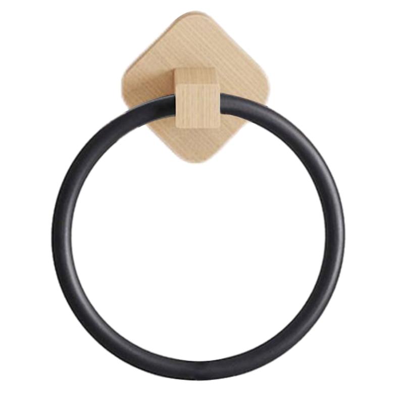

Bathroom Towel Holder Wood Towel Ring Holder Hanger Wall-Mounted Round Towel Ring Home Hotel Bathroom Accessories