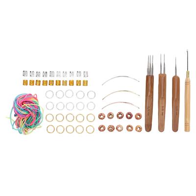 Braid Jewelry Wooden Beads Set Hair Extension Ring Set Wooden Bead Piercing Needle with Single