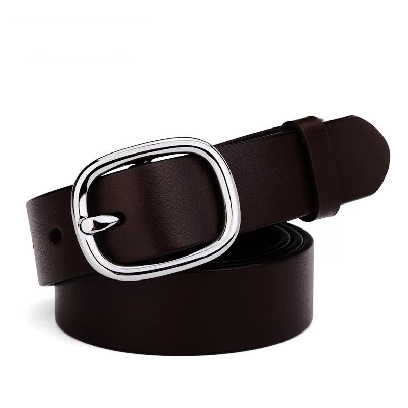Trendy Women's Belt Sliver Metal Buckle Belt Jeans Belt Retro Gold Buckle Girdle Genuine Leather Belt Fashion Decoration Belts
