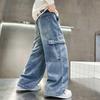 Boys' Straight Leg Jeans - Loose Fit, Trendy Workwear for Ages 6-12 (Spring/Autumn)