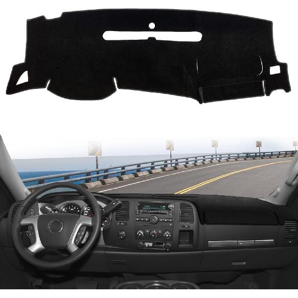 Dash Cover For Chevy Silverado 2007-2013 Accessories Dashboard Cover Mat For GMC Sierra SL/SLE/WT 2007-2013 Models With Two Glove Boxes Flannel Dash