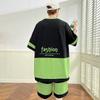 Teen Summer Cool Casual Two-Piece Set: Men’s Trendy Loose Short Sleeve T-Shirt + Shorts