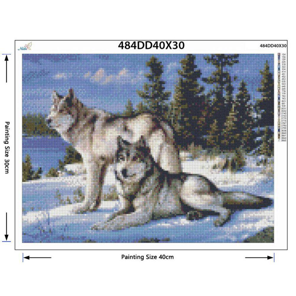 Pictura Diamant Pictura Diamant Cusatura Cruce Animal Broderie Diamant Rotund Complet Lup