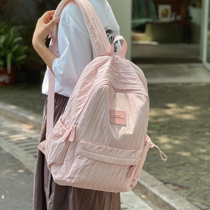 Schoolbag Korean Style Lazy Style Backpack Simple and Fresh College Student Backpack High Aesthetic Middle School Girls Large Capacity Backpack