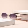 Women's Trendy Oval Rimless Rhinestone Sunglasses - European & American Style, Small Frame with Letter F Design