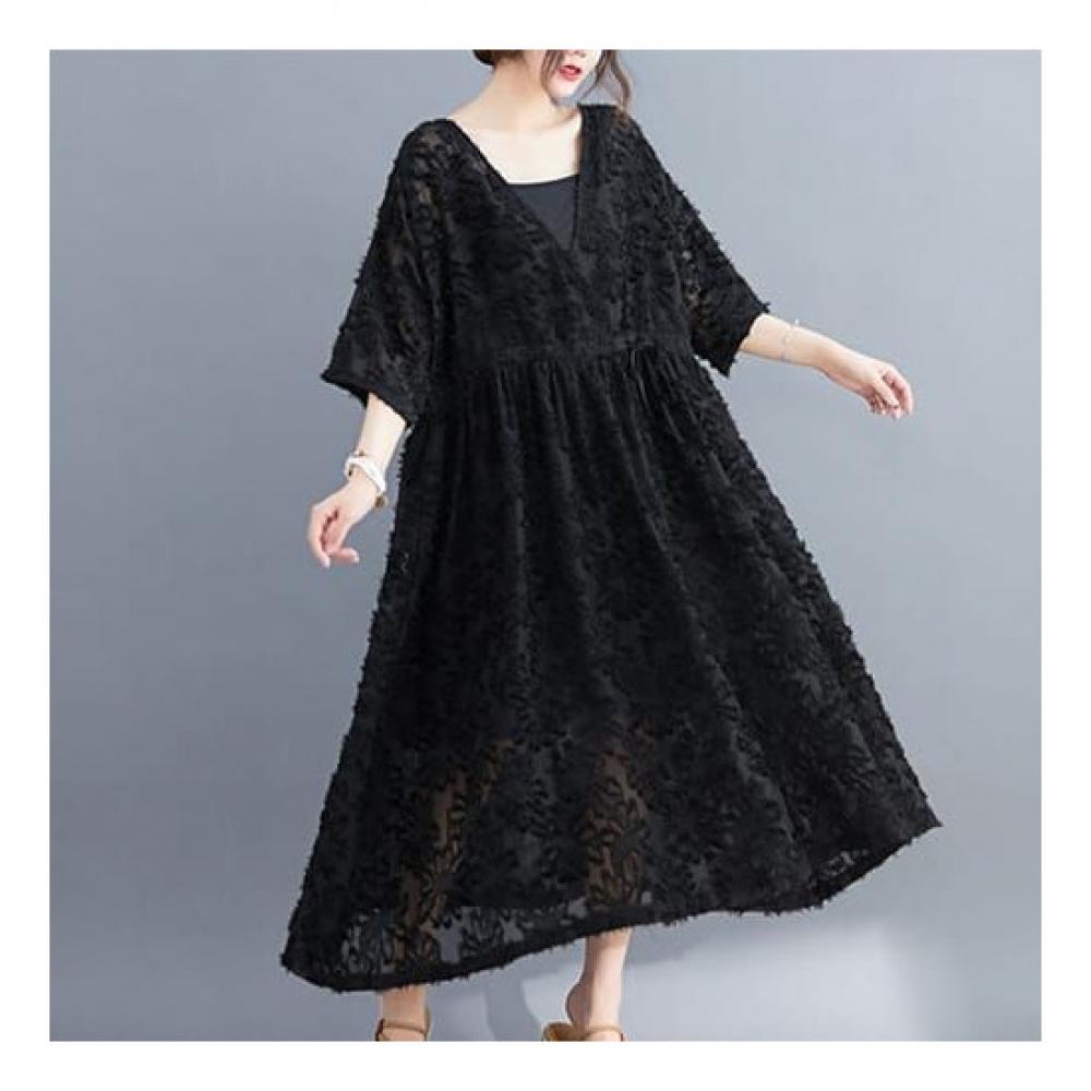 Navava Women Lace Short Sleeve Dress Two Piece Set No727
