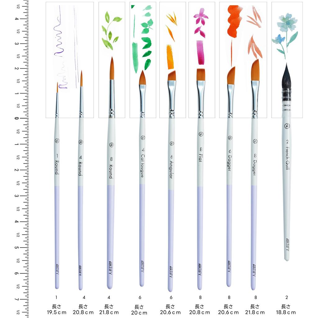 ARTIFY Watercolor Floral Watercolor Brushes for Beginners and for and Oil Flat and Round Watercolor and Oil Painting Brushes for Purple Brushes,