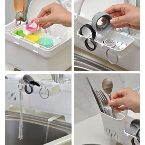 Inomata Chemical Plastic Dish Drainer, White, Approx. 22 X 42 X 16cm High, Separate Dish Drainer, Made In Japan, 0048