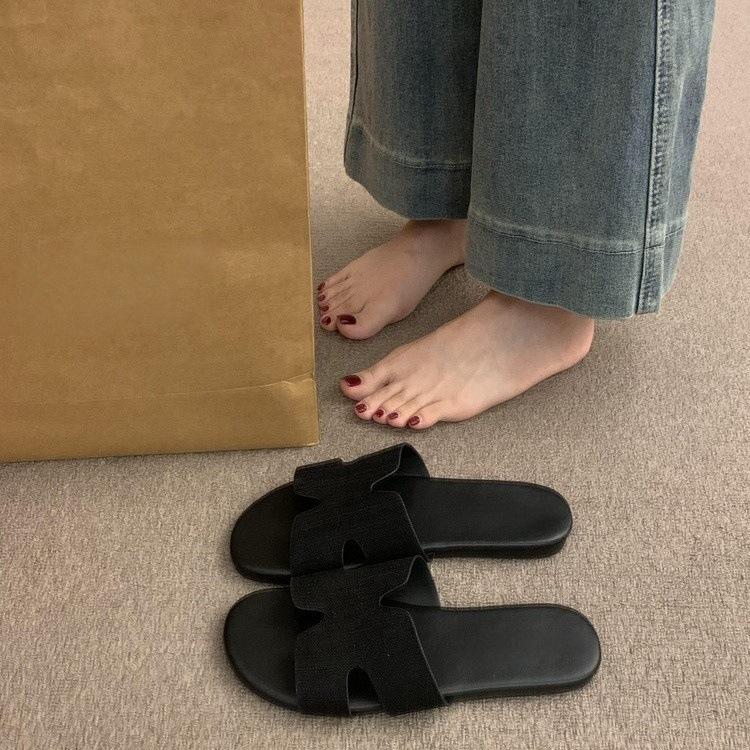 Niche design open-toed slippers women's outer wear 2025 summer new vacation Roman lazy flat sandals