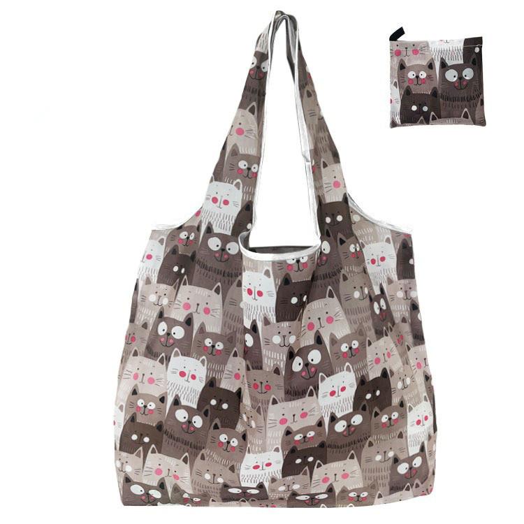 1pcs Large Foldable 190T Polyester Shopping Bag - Printed Tote for Promotional Gifts