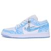 Air Jordan 1 Abrasion Resistant Breathable Low Top Vintage Basketball Shoes Unisex White Blue DC0774-105(Team1083-)