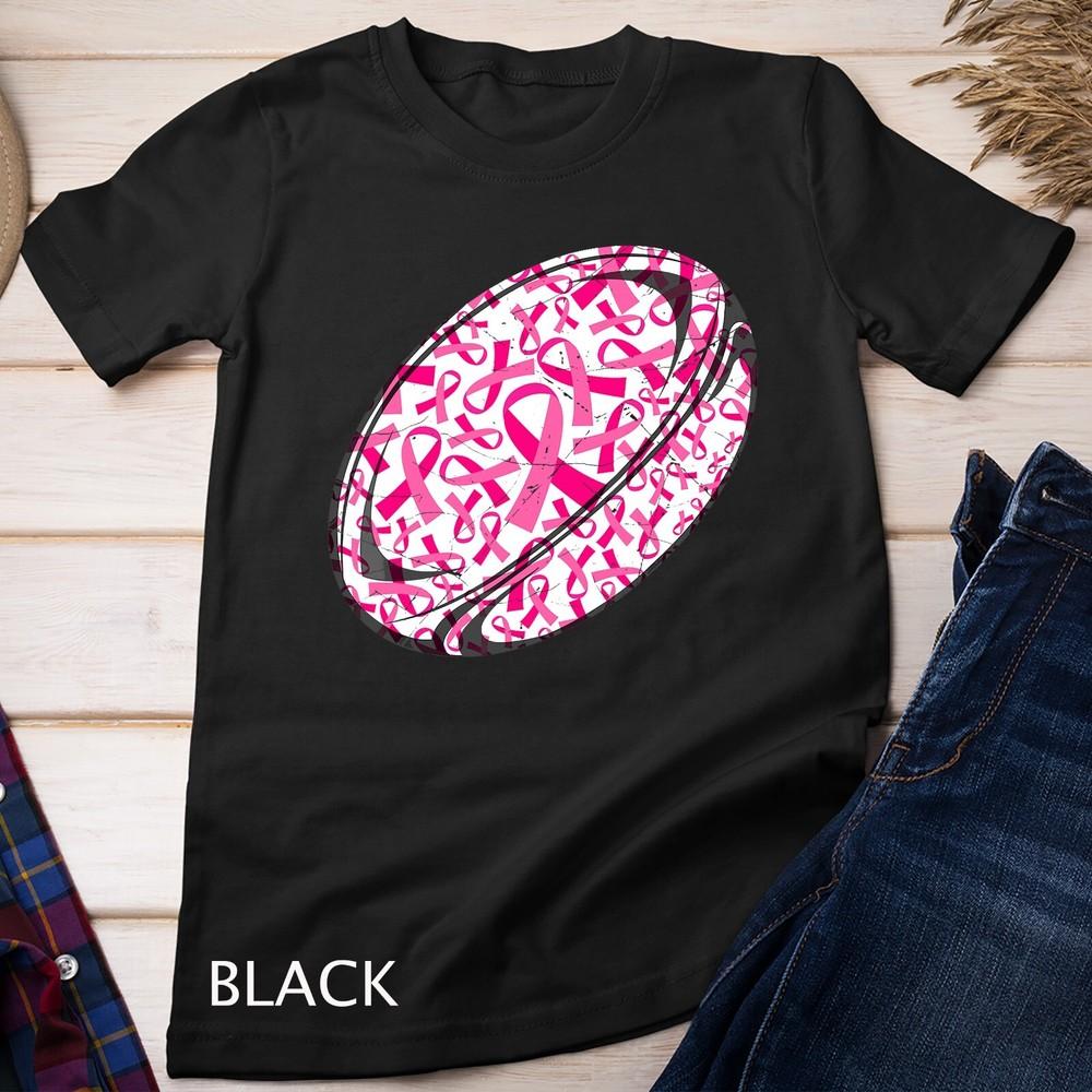 

Pink Ribbon Rugby Breast Cancer Awareness Support Mom Unisex T-shirt M