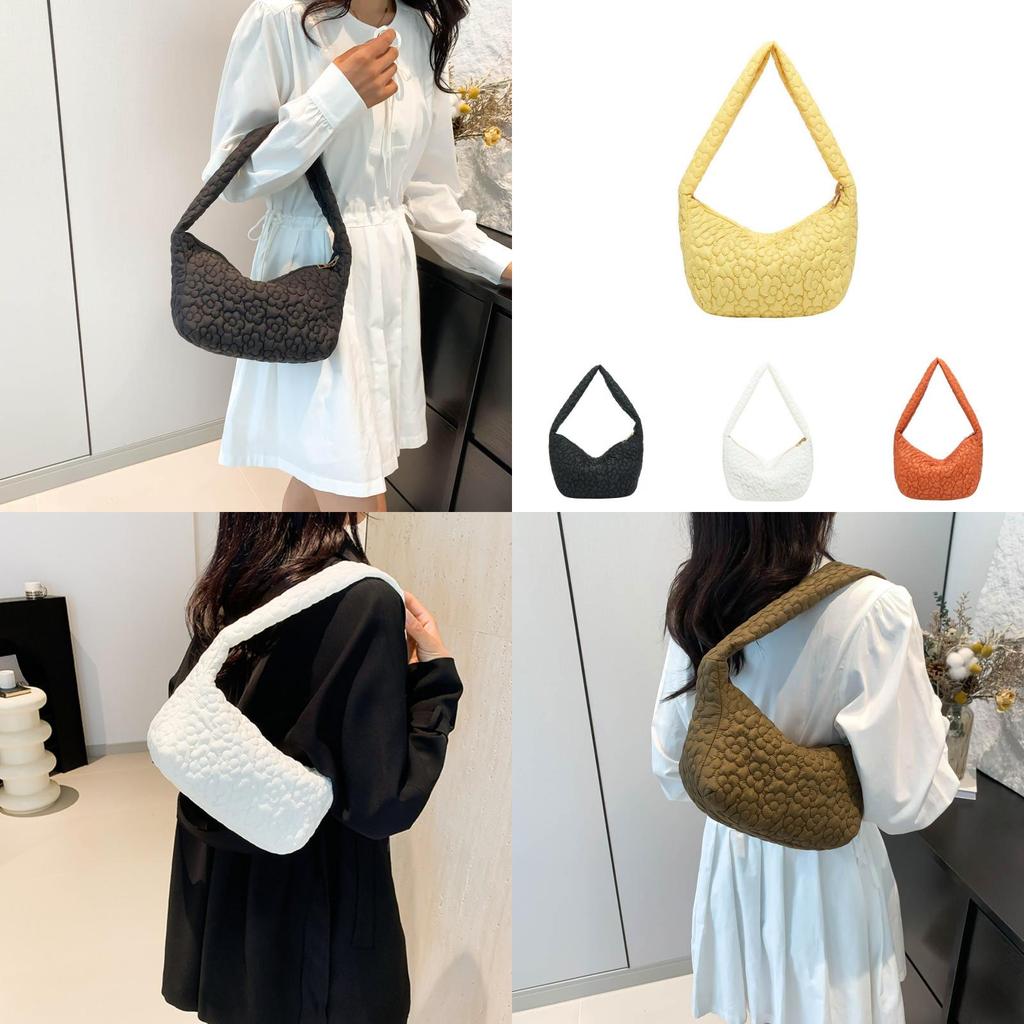 Charming Floral Ruched Tote Bag For Women 2024 Summer Sweet Versatile Shoulder Bag
