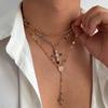 3Pcs/Set Hiphop Colored Zircon Cross Pendant Necklace for Women Men Y2K Punk Multi Layer Gold Color Chain Necklace Jewelry Gifts