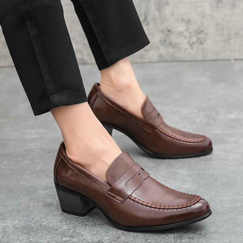 

Foreign trade new retro high-heeled men s shoes fashionable European and American business leather shoes trendy foot leather shoes 37