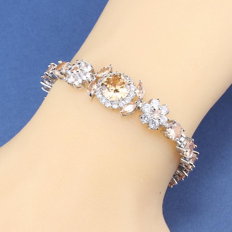 10-Colors   Dubai Bridal Jewelry Accessories Top Quality Red Garnet Wedding Italy Chain Link Bracelet For Women Gift