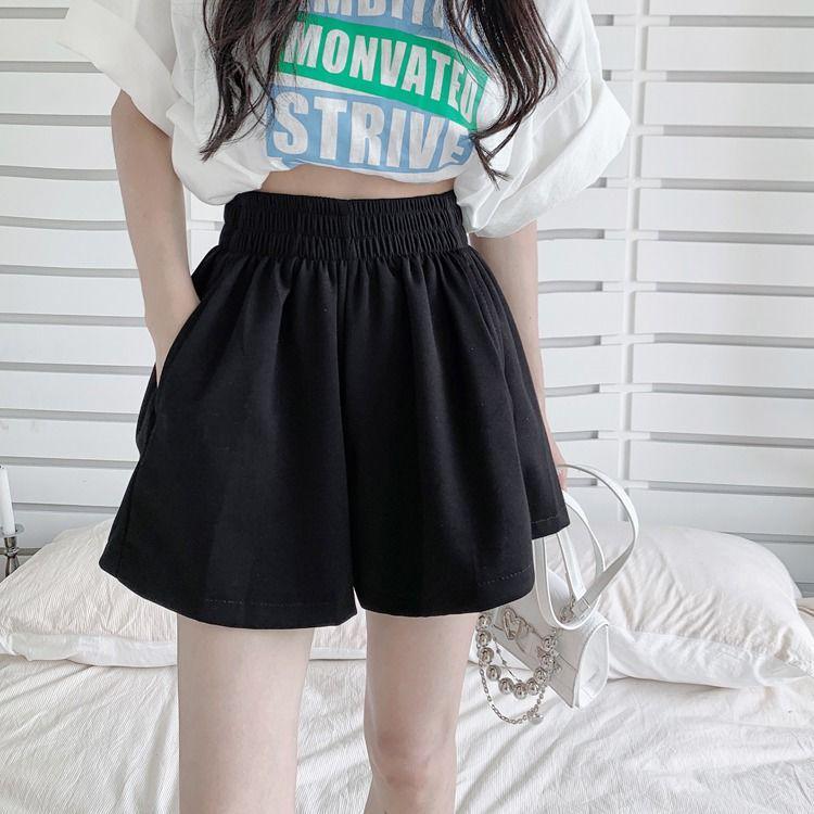 

Women s Korean Style Elastic Waist Wide-Leg Summer Pants Shorts - Gray S 70-90 lbs