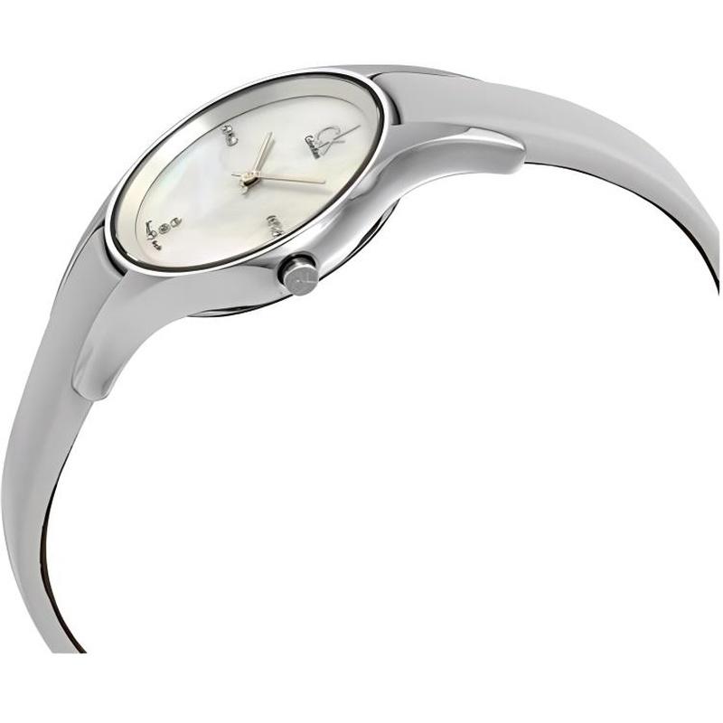 CALVIN KLEIN watch quartz movement leather strap 28mm mother-of-pearl dial women's watch 30 meters waterproof K43231LT
