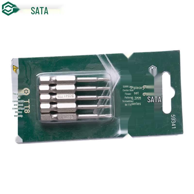 SATA 59342 5-Piece Security Torx Bit Set TT10, 5-piece, 1/4 inch drive, 50mm length