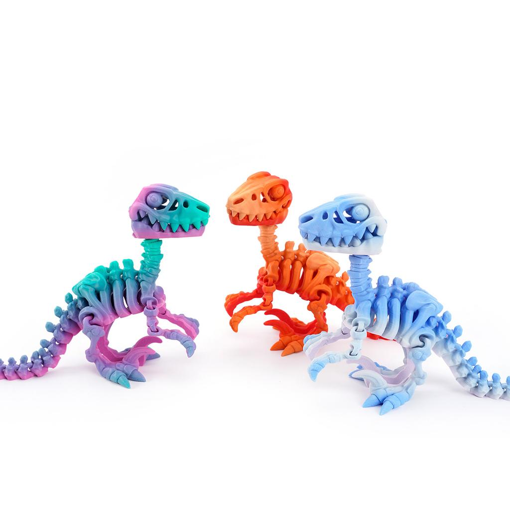 3D Printed Articulated Raptor Skeleton Figurine Dinosaur Bones Poseable ModelToy For Home Office Decors and Collector