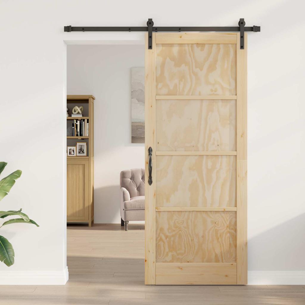 Sliding Door Natural 86 X 211 Cm Solid Pine Wood