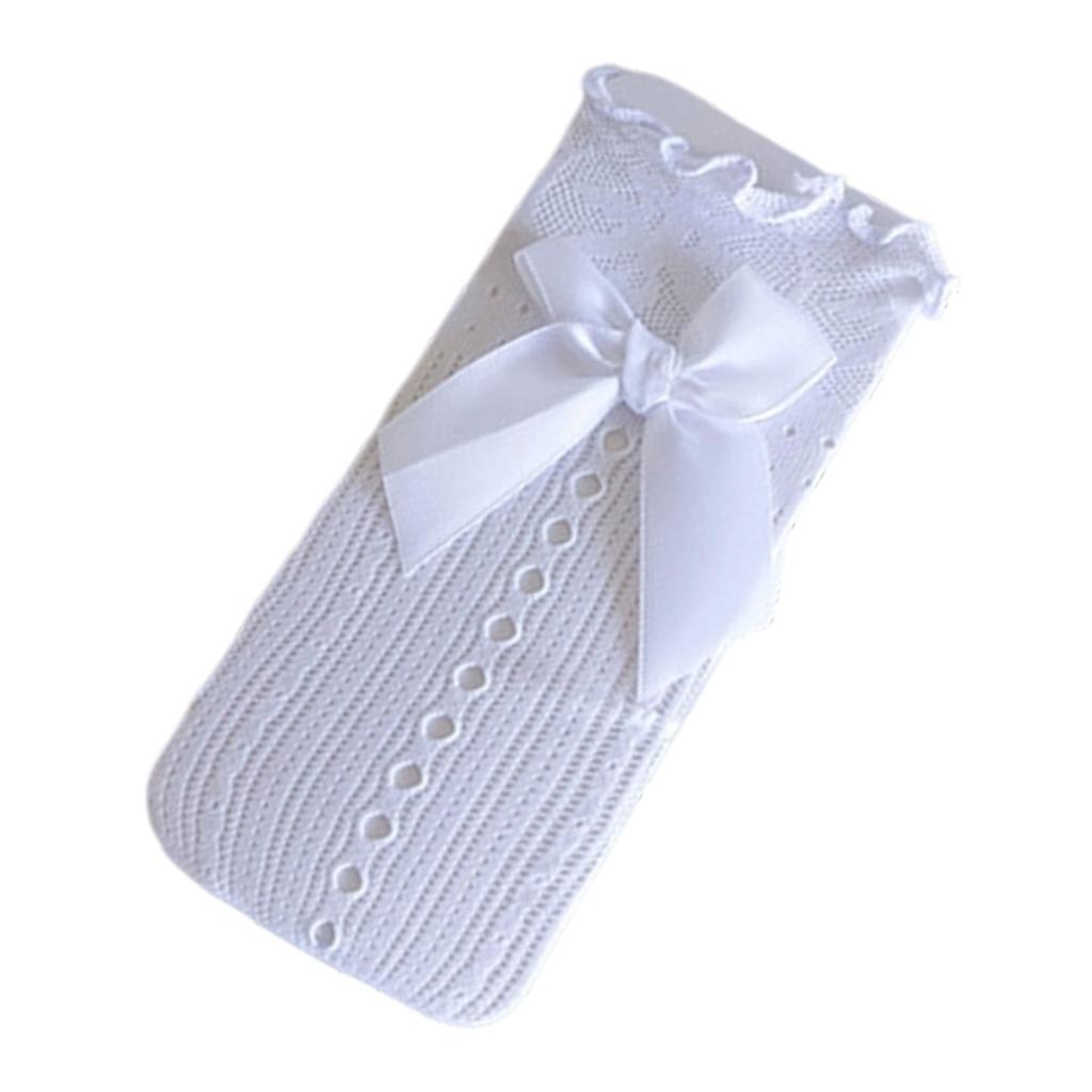 Girls Knee Length Socks With Lace Ruffled Bowknot Embellishments Breathable Nylon Blend Daily Comfort Wear Stockings