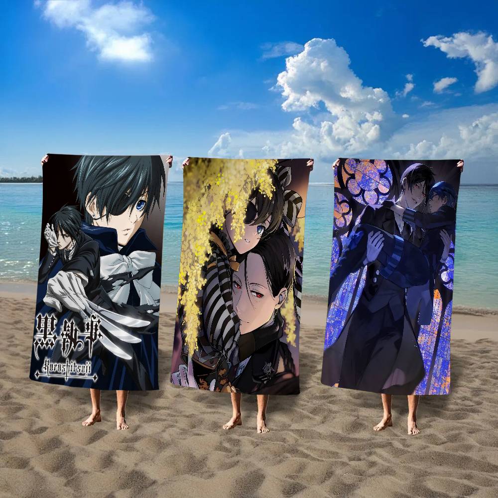 Japanese Anime Black B-butler Microfiber Beach Towel Absorbent Quick Dry Soft Yoga Swimming Resort Mountain Climbing Towel