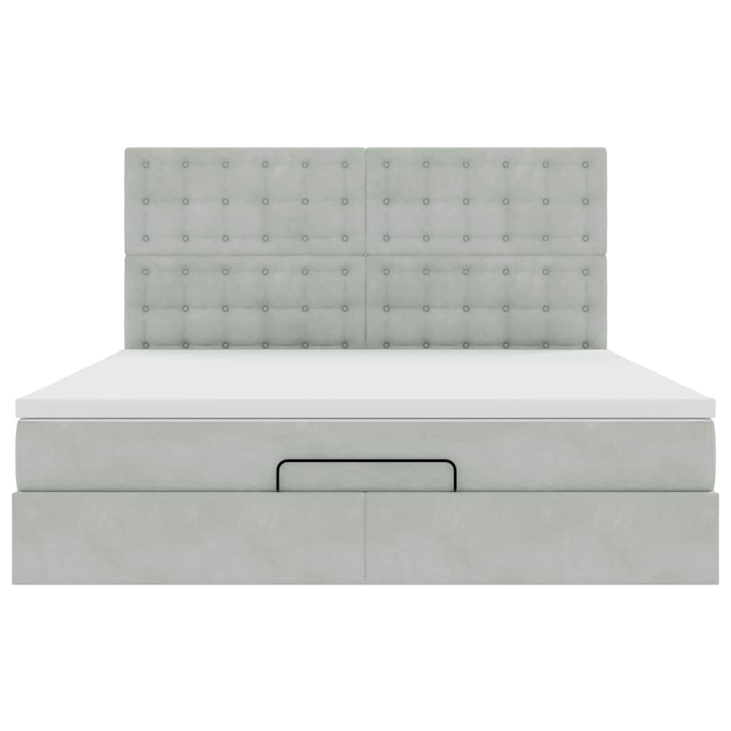 Enjoy a restful night s sleep with this Ottoman bed with mattress in light grey 160 x 200 cm upholstered in velvet