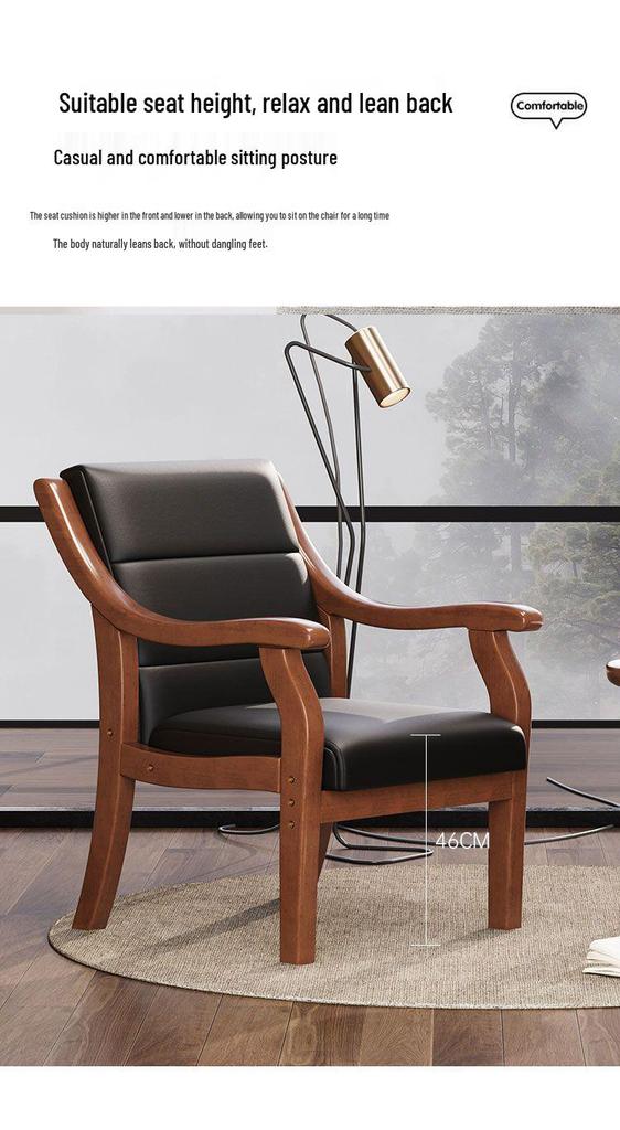 Retro Comfortable Chinese Solid Wood Armchair with Linen Fabric and Native Sponge Cushion.