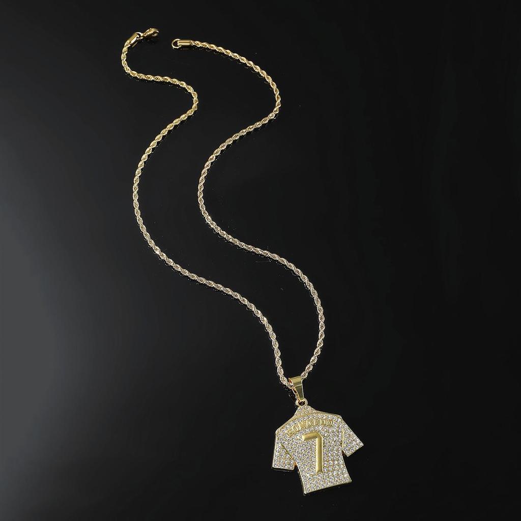 Hip-Hop Style Men's Alloy Pendant Necklace with Rhinestone 7 Jersey Design (2019 Edition)