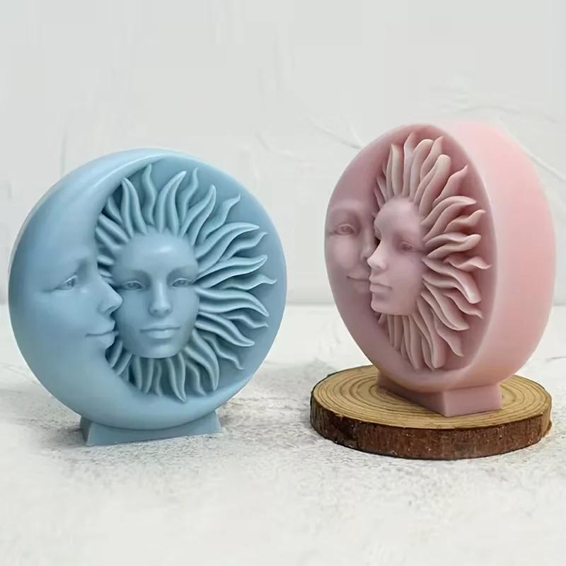 A Top Quality Romantic Sun & Moon Embrace Silicone Mold - Classic Day Night Design for Candles Resin Plaster Crafts Perfect Gift