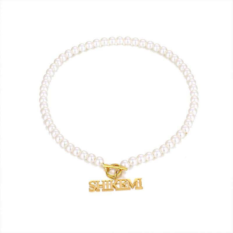 Elegant Baroque Choker Necklace Stainless Steel Custom Name Initial Personalised Pendant Necklaces