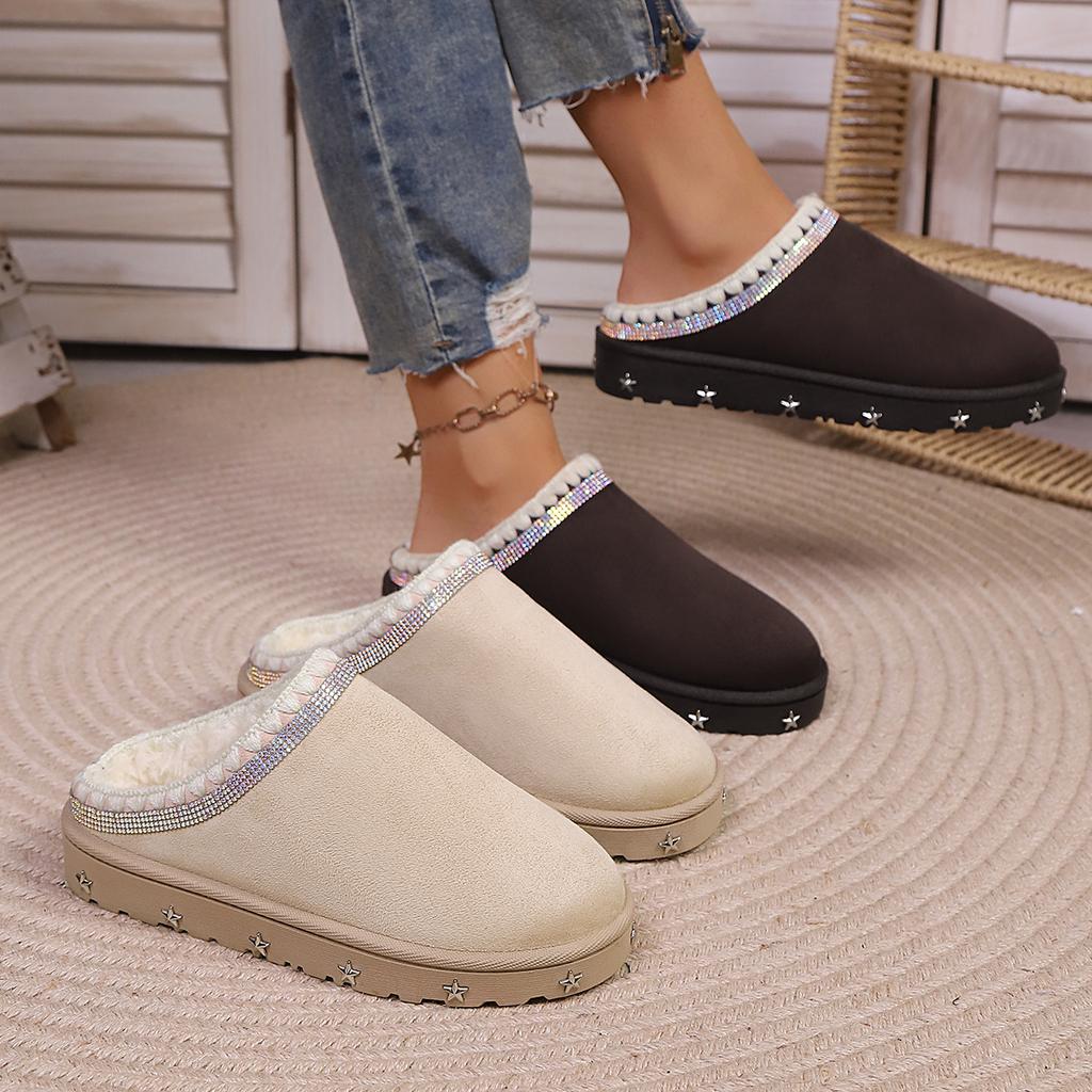 Fashion Women Baotou  Slippers 2025 Cotton Platform Slides Women House Fashion Winter Shoes Ladies Home Casual Large Size Slippers Women
