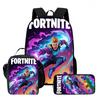 Fortnite Cartoon 3pcs Backpack Set for Boys Girls Unisex Including School Bag Lunch Bag Pencil Case Suitable for Ages 5-8