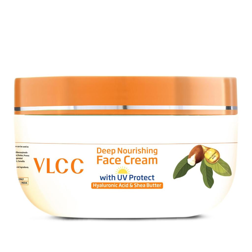 VLCC Deep Nourishing Face Cream with UV Protect 200g Pack of 1 for Intense Winter Skin Moisturization